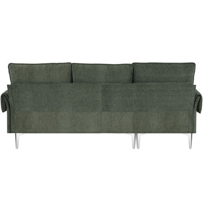 Chenille L-Shaped Sofa with 2 Pillows