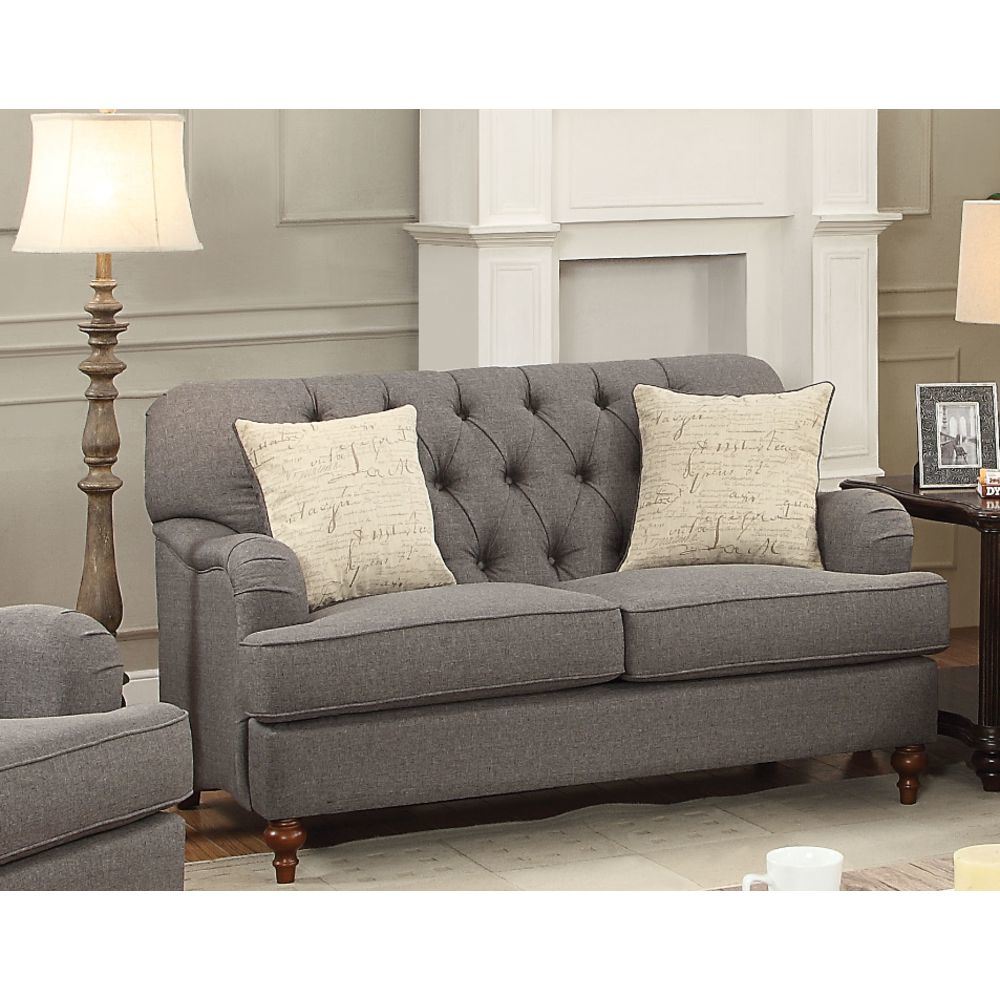 alianza loveseat w/2 pillows in dark gray