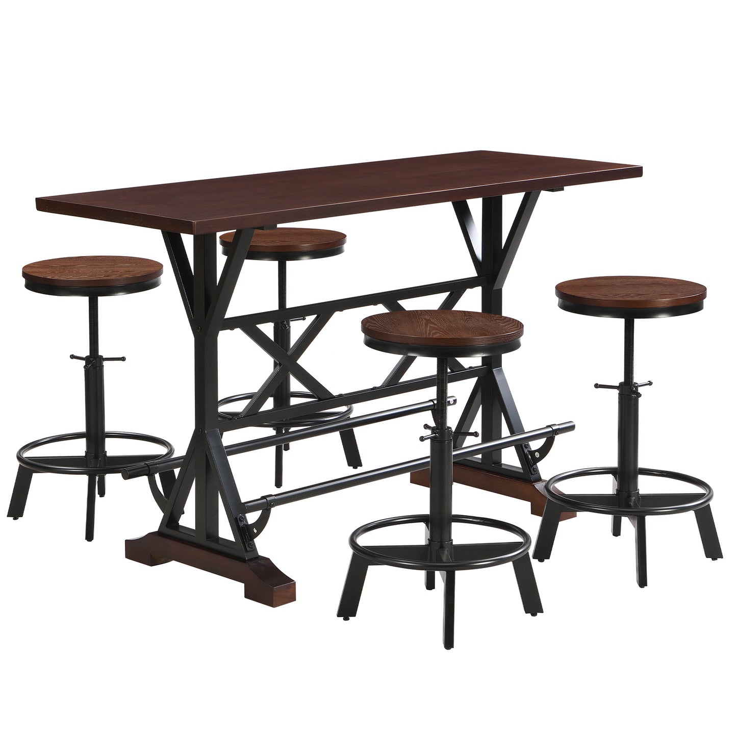 5-piece dining table set, 59" wooden