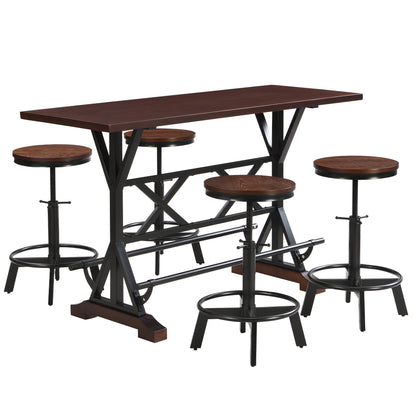 5-Piece Dining Table Set, 59" Wooden