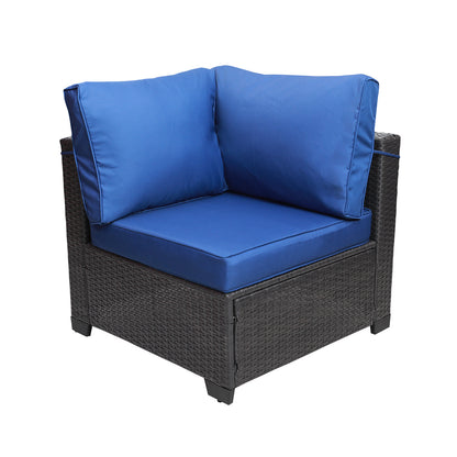 7-Piece PE Rattan Wicker Cushioned Sofa Sets and Coffee Table