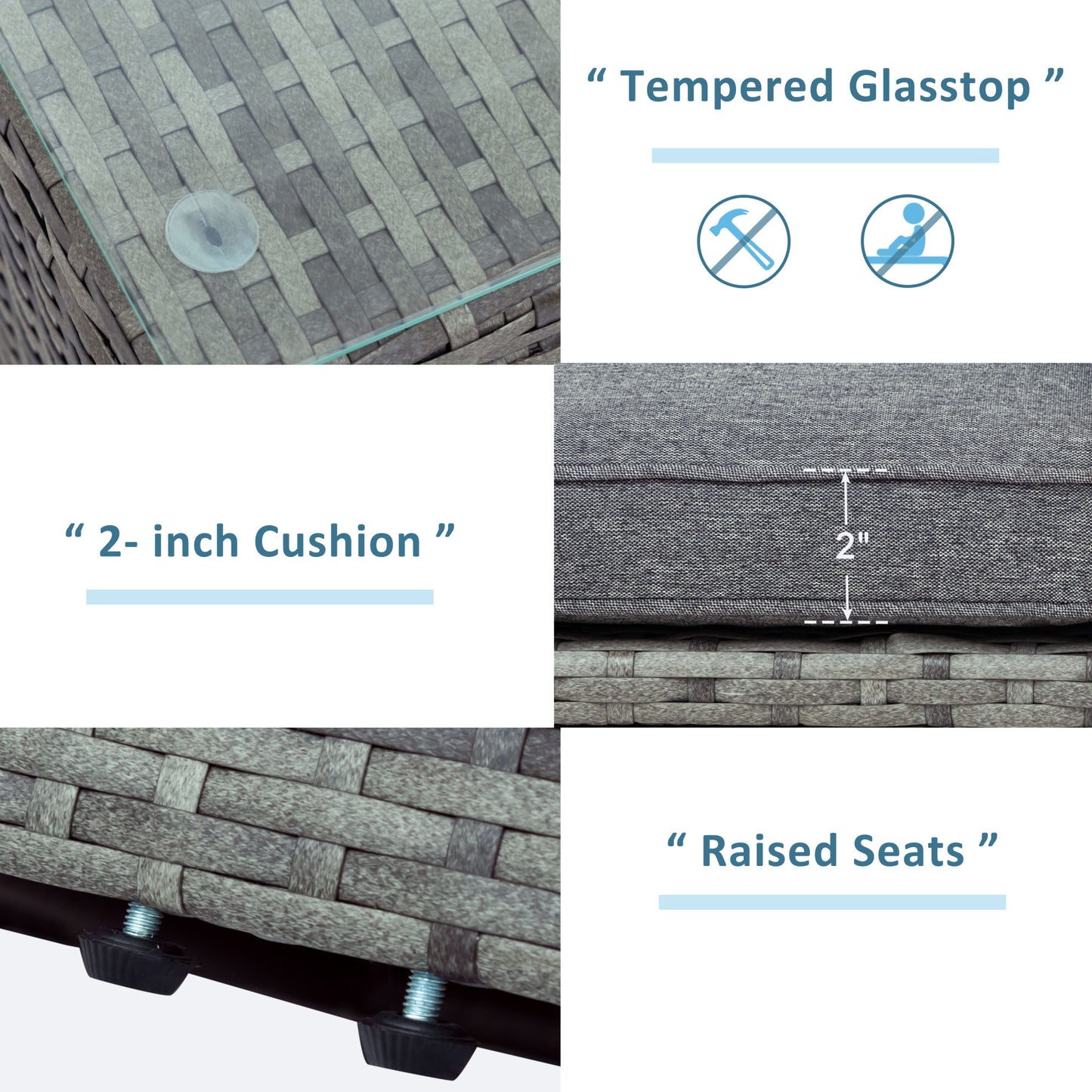 5-piece outdoor uv-resistant patio sofa set with storage bench