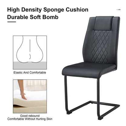 Modern Leather Chairs Set of 4, Black+PU