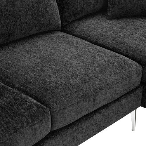 chenille l-shaped sofa with 2 pillows