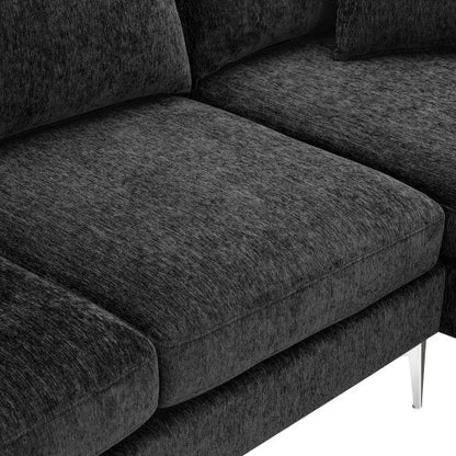 Chenille L-Shaped Sofa with 2 Pillows
