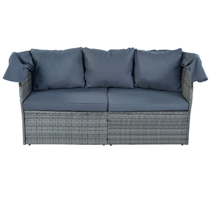 Daybed/Sunbed with Retractable Canopy Set