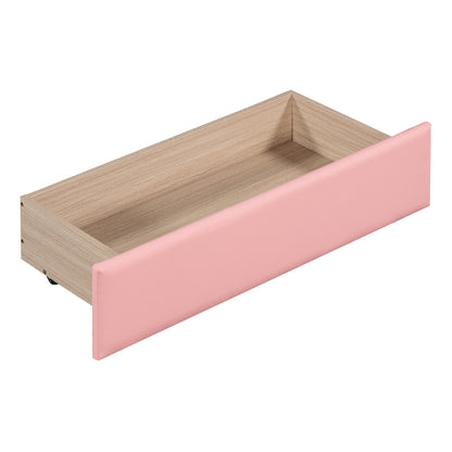 Upholstered Tufted Bed with Two Drawers and Cloud Shaped Guardrail, Pink