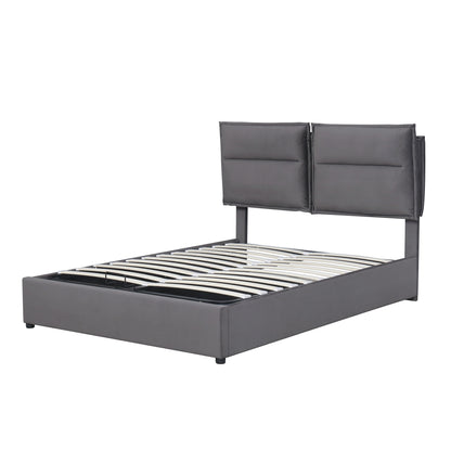 Upholstered Platform bed with a Hydraulic Storage System