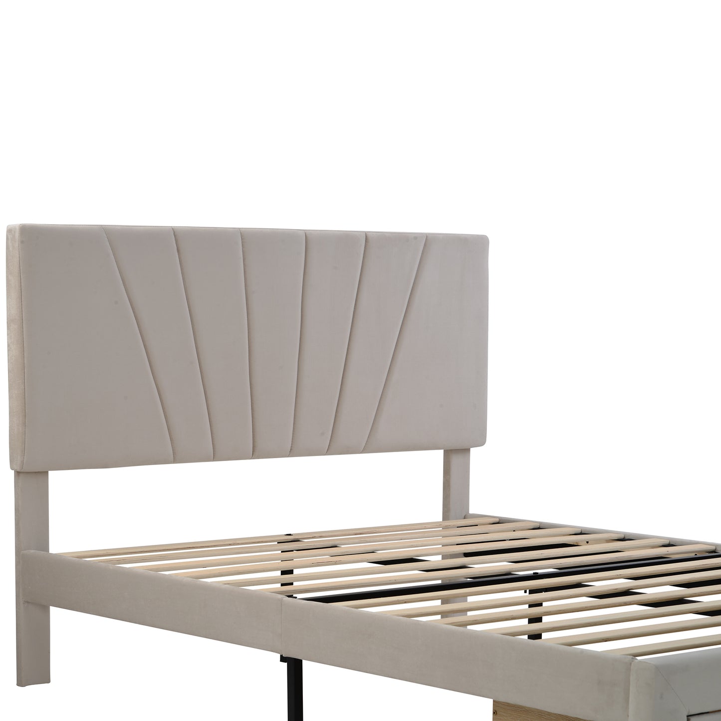 queen size storage bed velvet upholstered platform bed with a big drawer