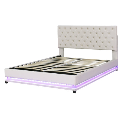 Kaylie Upholstered Platform Bed with Storage & Adjustable Tufted Headboard and LED Light