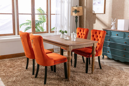 High-end Tufted Upholstered Dining Chairs, 2-Pcs Set Orange