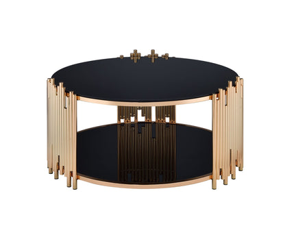 ACME Tanquin Coffee Table in Gold & Black Glass