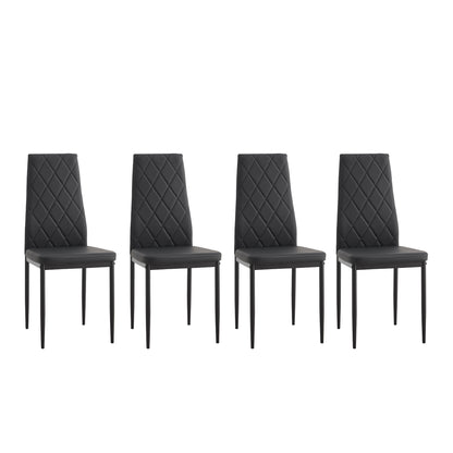 5-piece Rectangle Dining Table Set -Tempered Glass, Black