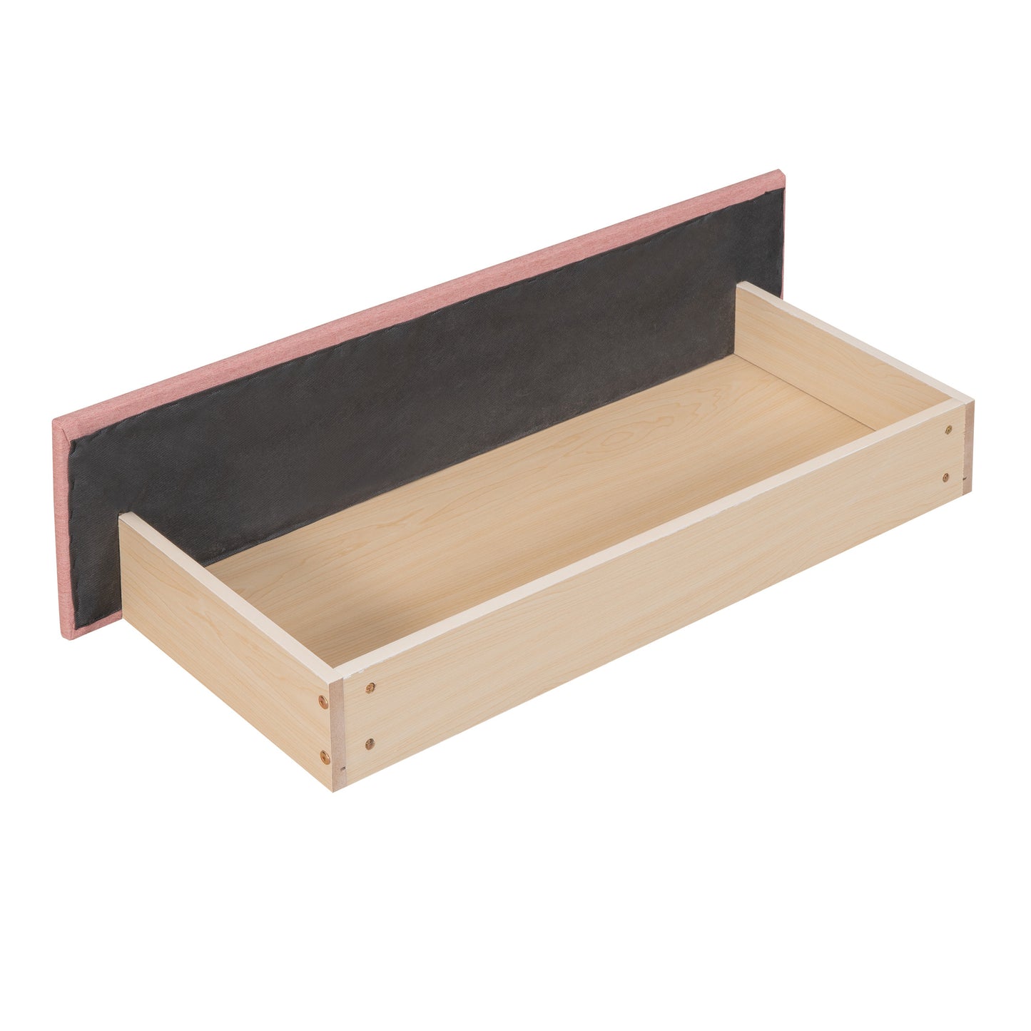 upholstered bed with 2 storage drawers, pink