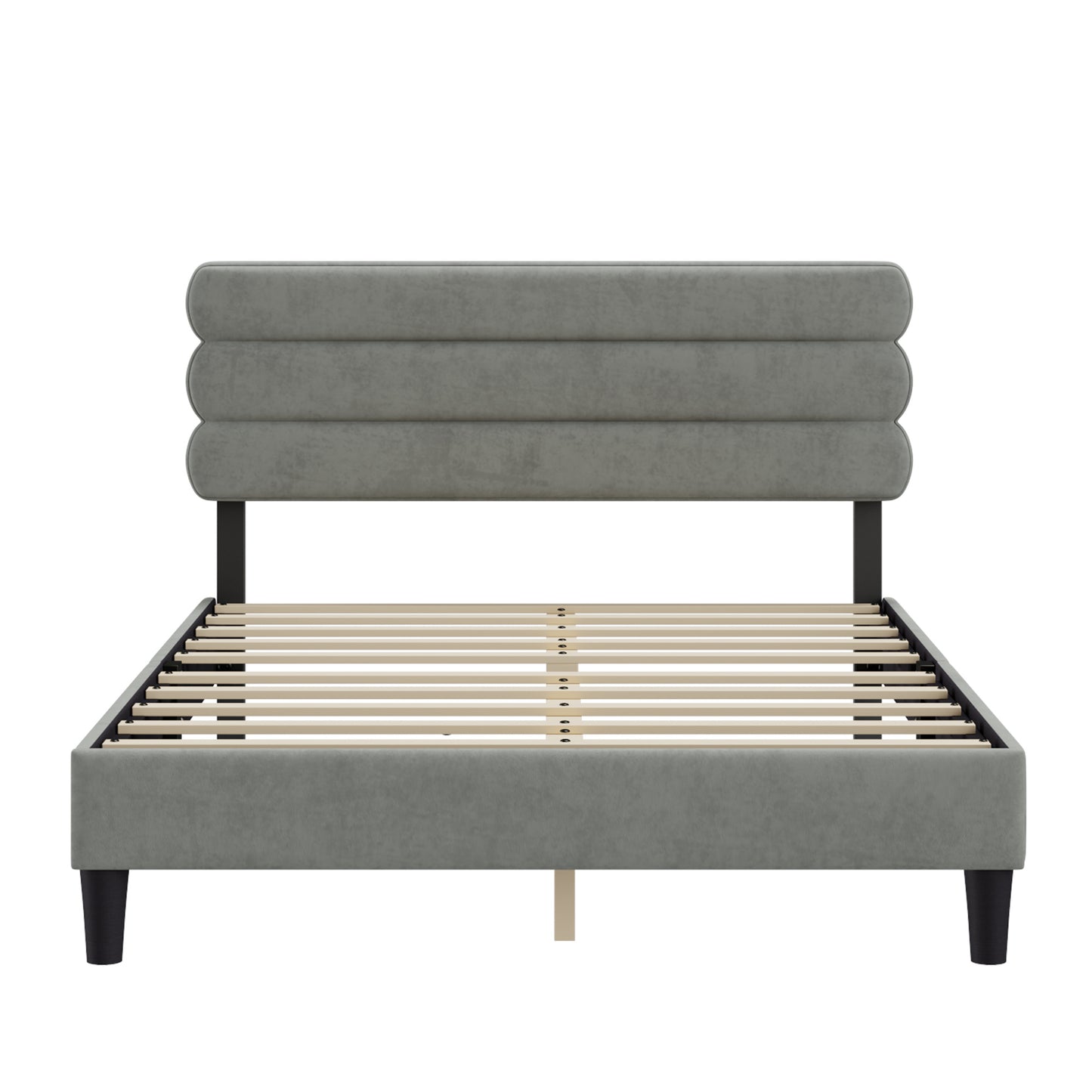 rudy queen bed frame with headboard, grey