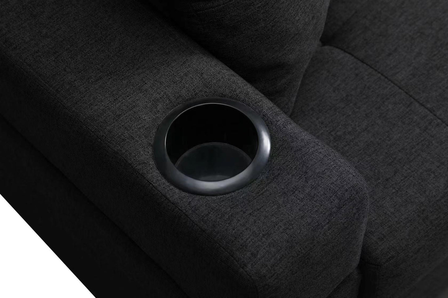 right sectional sofa with footrest, black