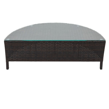 5 Pieces All-Weather Brown PE Rattan Wicker Sofa Set