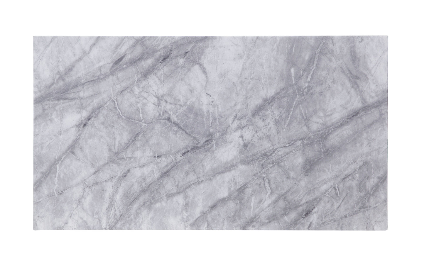 acme satinka coffee table, light gray printed faux marble & mirrored silver finish