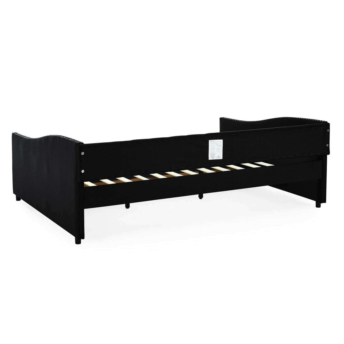 queen size daybed with drawers upholstered tufted sofa bed,,with button on back and copper nail on waved shape arms(84.5"x63.5"x26.5")
