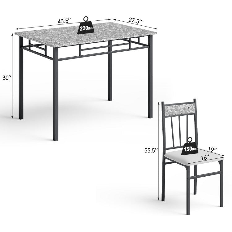 5 pieces faux marble dining set table