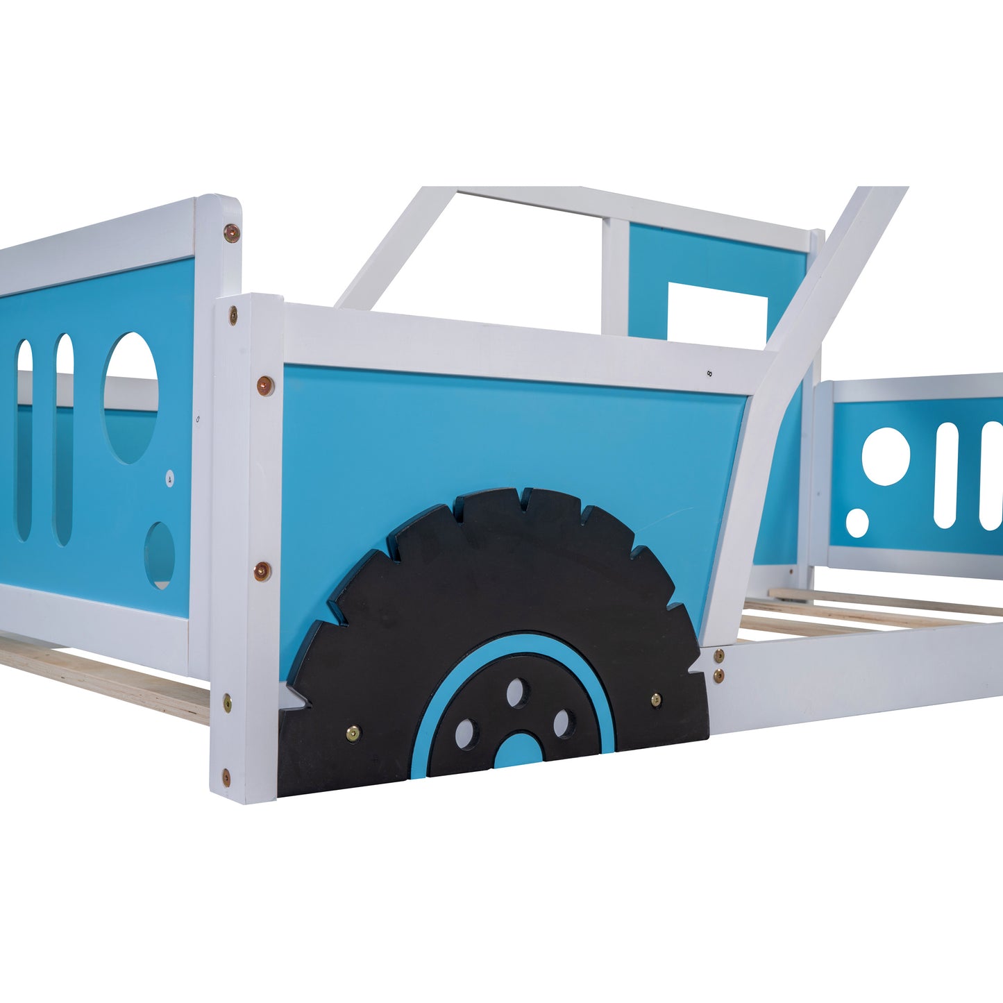twin size classic car-shaped platform bed with wheels