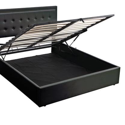 Tufted Upholstered Platform Bed with Hydraulic Storage System & PU Storage Bed with LED Lights