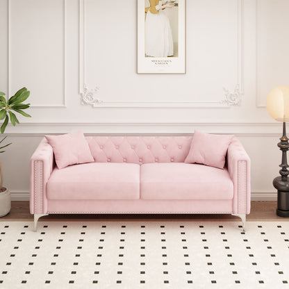 Morgan Sofa includes 2 pillows, Pink Velvet