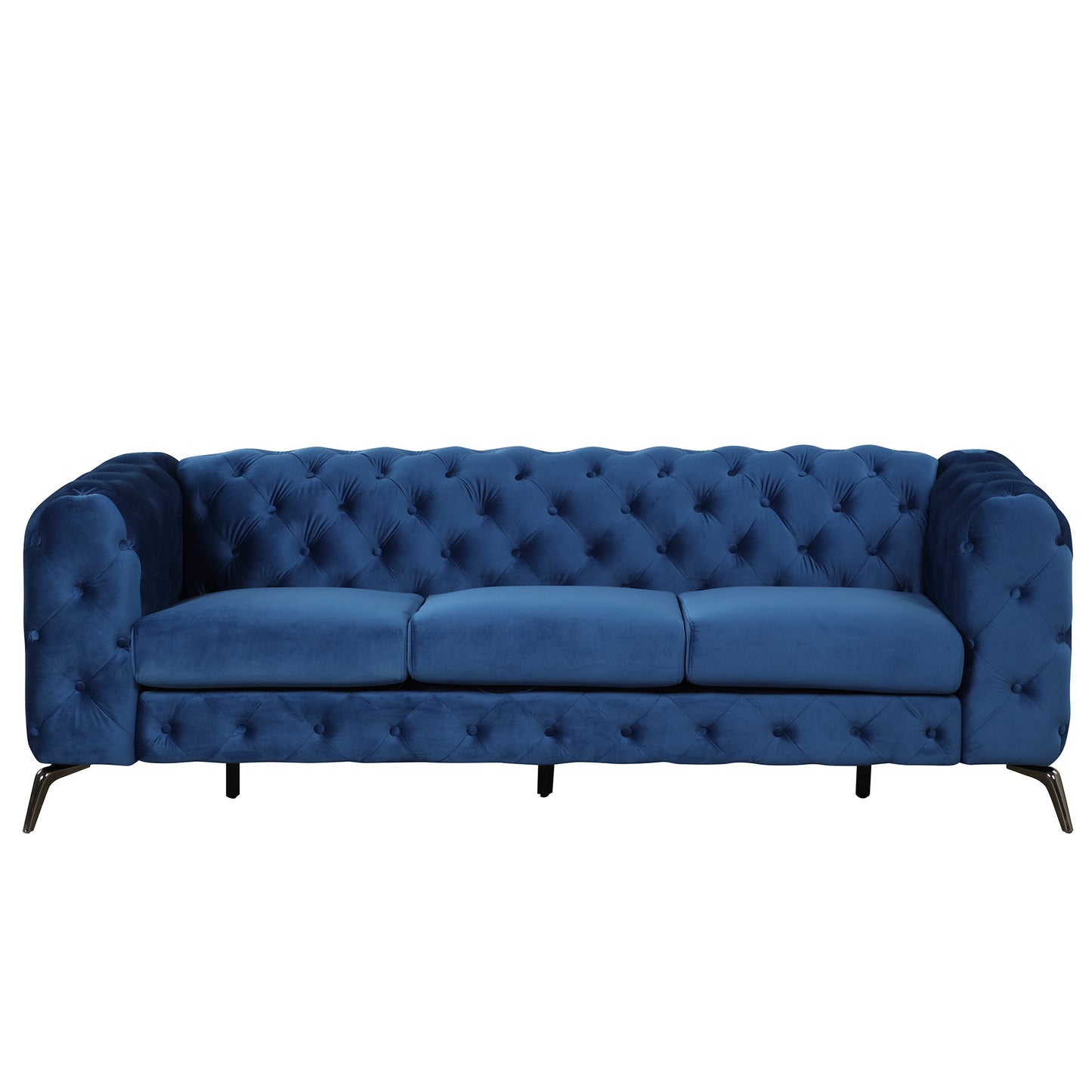 sara velvet upholstered sofa blue