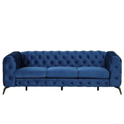 Sara Velvet Upholstered Sofa Blue