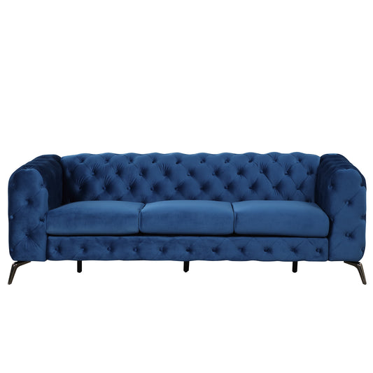 Sara Velvet Upholstered Sofa Blue