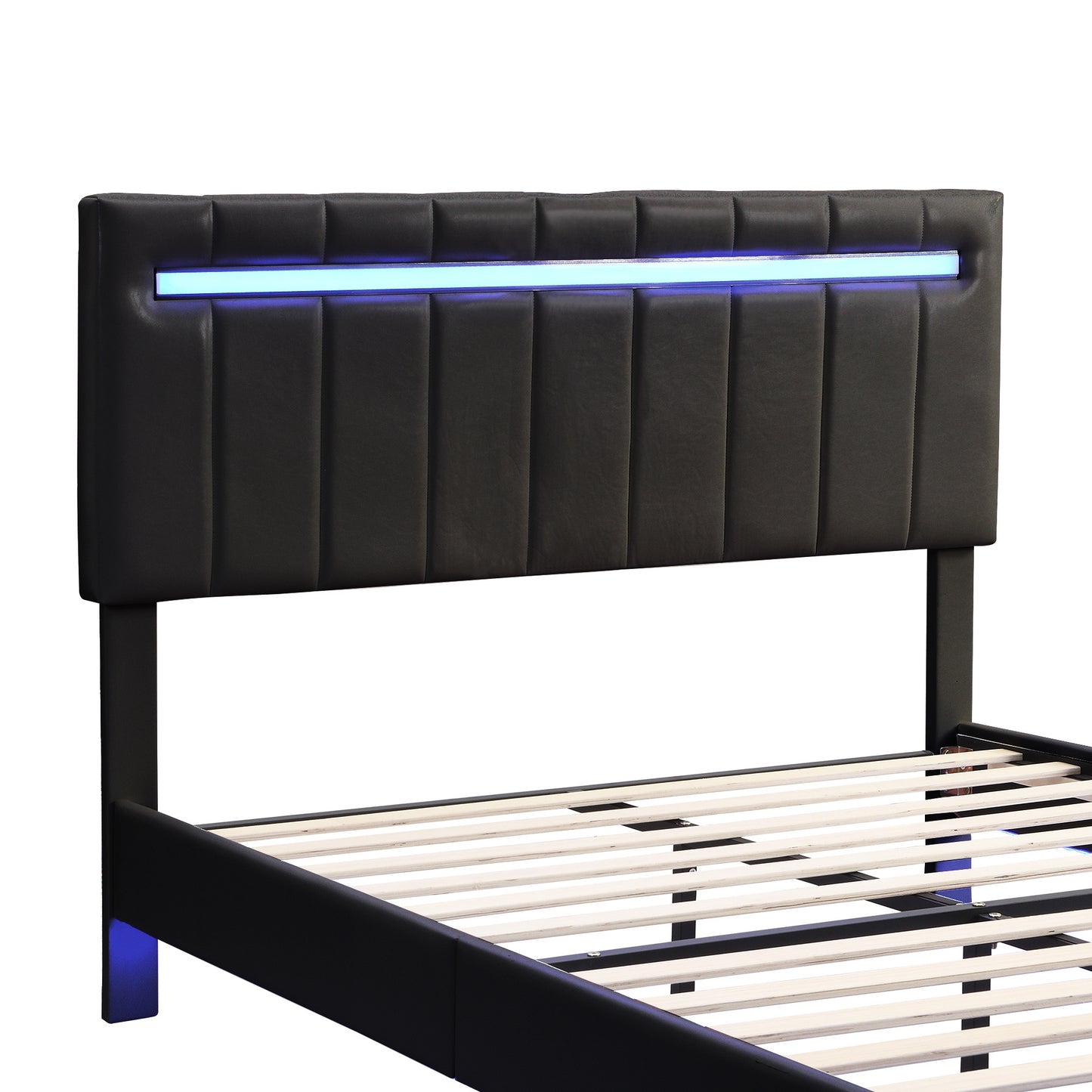 floating bed frame with led lights and usb charging #3