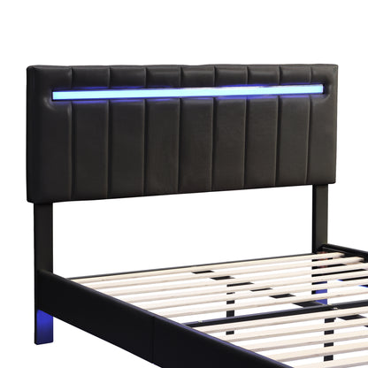 Floating Bed Frame with LED Lights and USB Charging #3