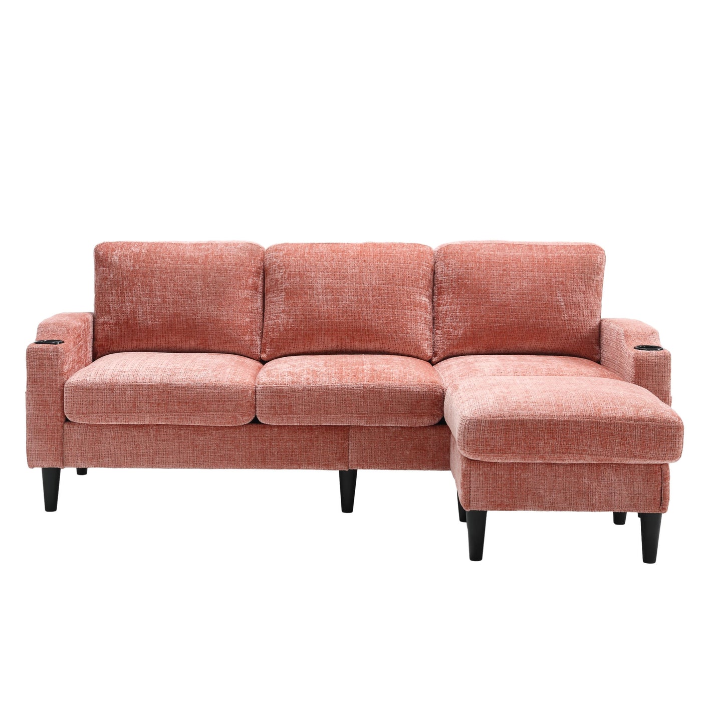 zara storage/ cupholder sectional sofa, pink