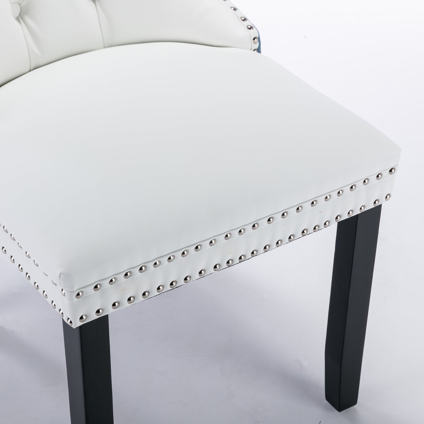 nikki collection modern high-end tufted dining chairs 2-pcs set, white+light blue