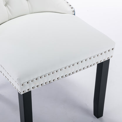 Nikki Collection Modern High-end Tufted Dining Chairs 2-Pcs Set, White+Light Blue