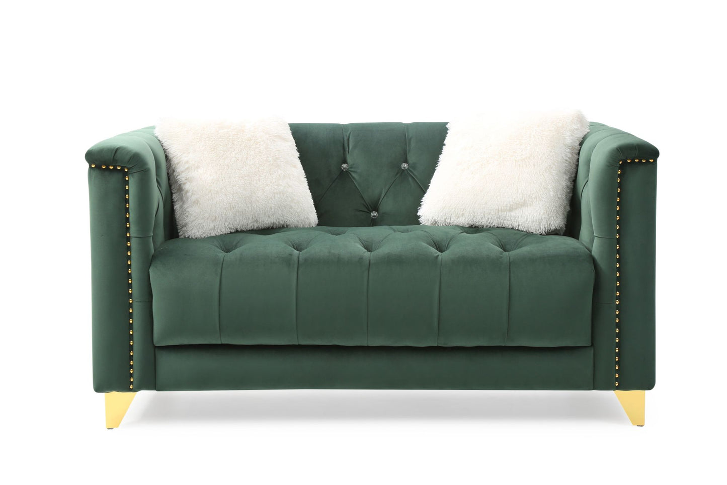 russell tufted upholstery 2 pc set finished in velvet green