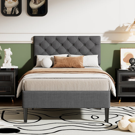 Linen Upholstered Platform Bed