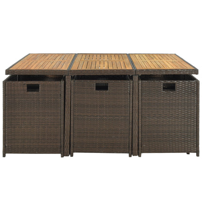 TOPMAX 11-Piece Patio All-Weather PE Wicker Dining Table Set