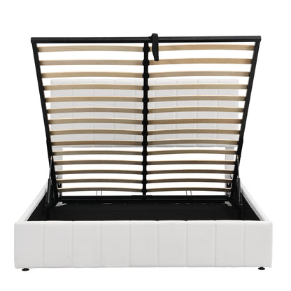 Queen size Upholstered Platform bed with a Hydraulic Storage System - Gray Queen size Upholstered Platform bed with a Hydraulic Storage System - Gray Queen size Upholstered Platform bed with a Hydrau