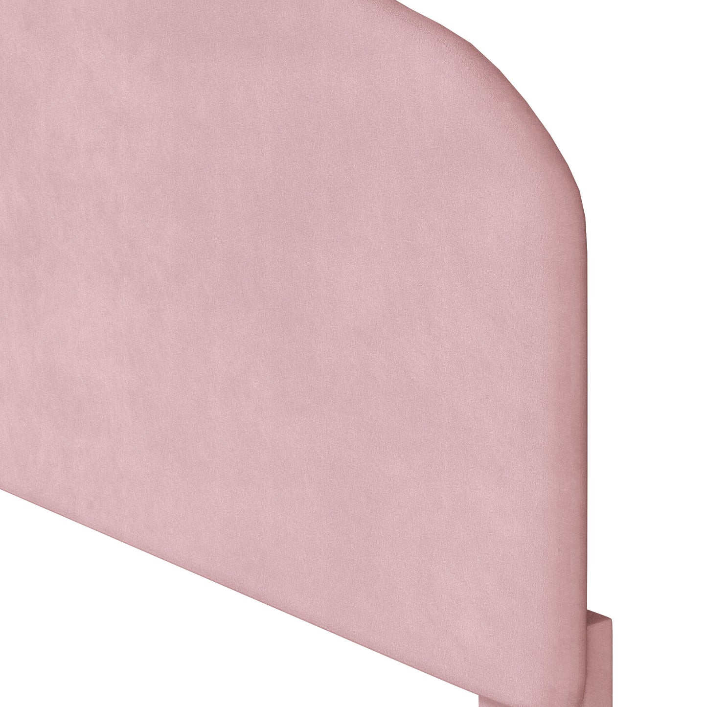 upholstered bed with cloud shaped bed board, light pink