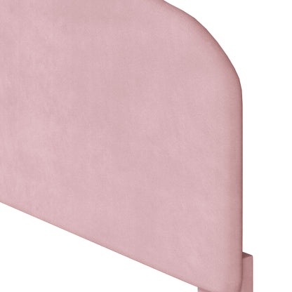 Upholstered Bed with Cloud Shaped bed board, Light Pink