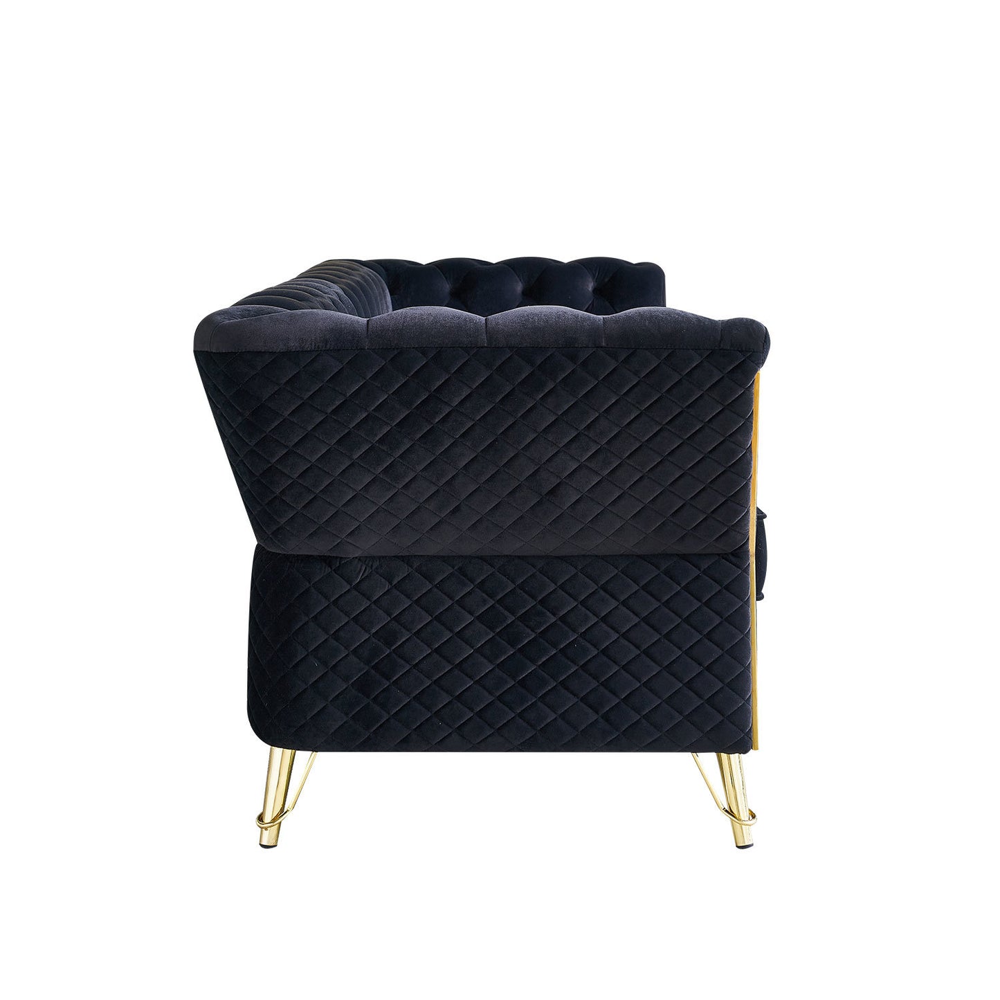 modern tufted velvet sofa, black