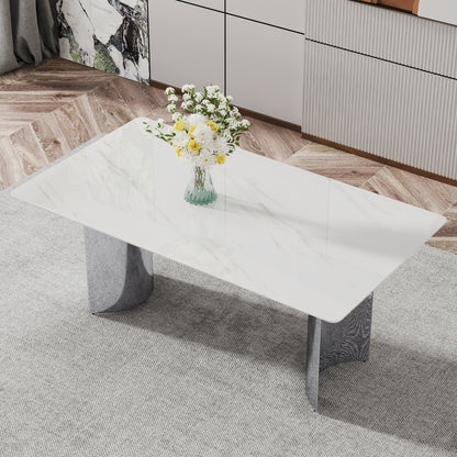 Zara Marble Dining Table, Silver