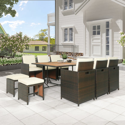 TOPMAX 11-Piece Patio All-Weather PE Wicker Dining Table Set