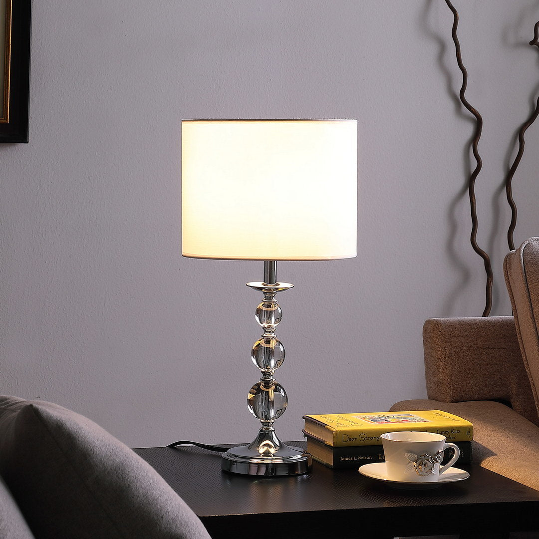 ascending solid crystal orbs chrome table lamp in chrome silver
