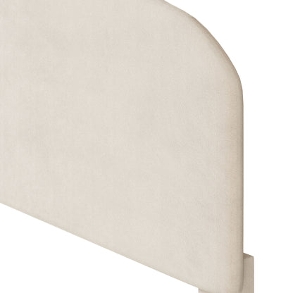 Upholstered Bed with Cloud Shaped bed board, Beige