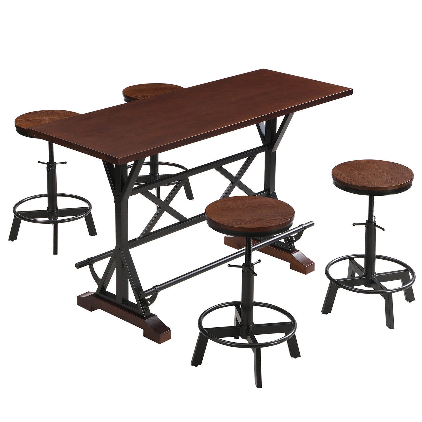 5-piece dining table set, 59" wooden