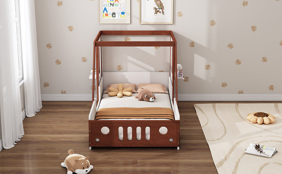 fun play design twin size car bed, white+ orange