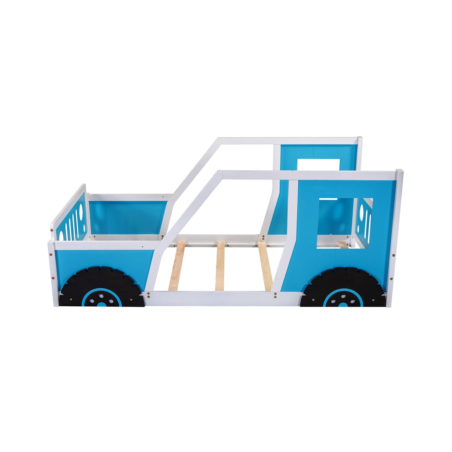twin size classic car-shaped platform bed with wheels