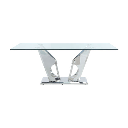 ACME Azriel Dining Table, Clear Glass & Mirrored Silver Finish DN0
